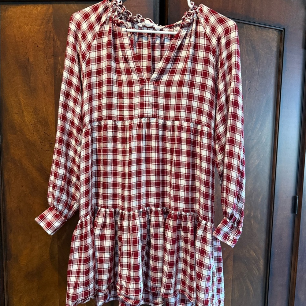 Bb Dakota Red and White Plaid Tunic Dress XS